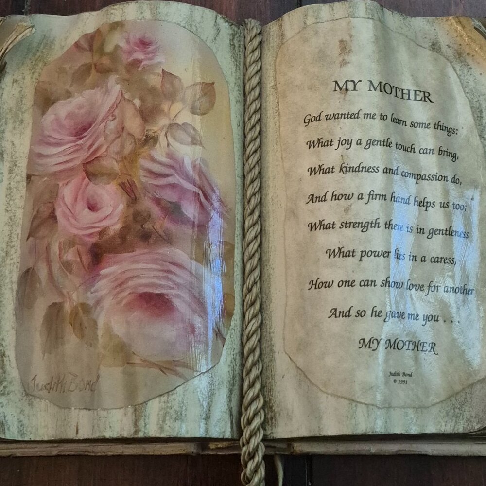 Vintage 1991 Books of Love "My Mother" Handmade Art Sculpture 7.5" x 12.5" EUC